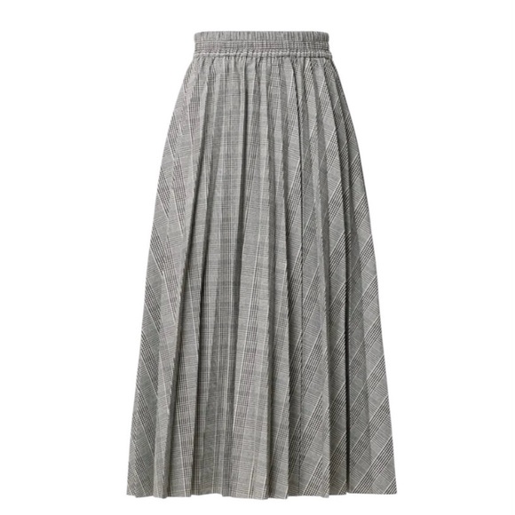 Stella Jean Pleated Midi Skirt Black & White Houndstooth Plaid Size IT 42 / US 6 - Picture 1 of 8